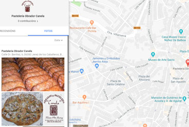 Imagen de la pantalla de Gogogle Maps sobre la Pastelería