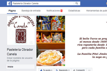 Accede a través de esta imagen a la  página de Facebook de Pastelería Obrador Canela